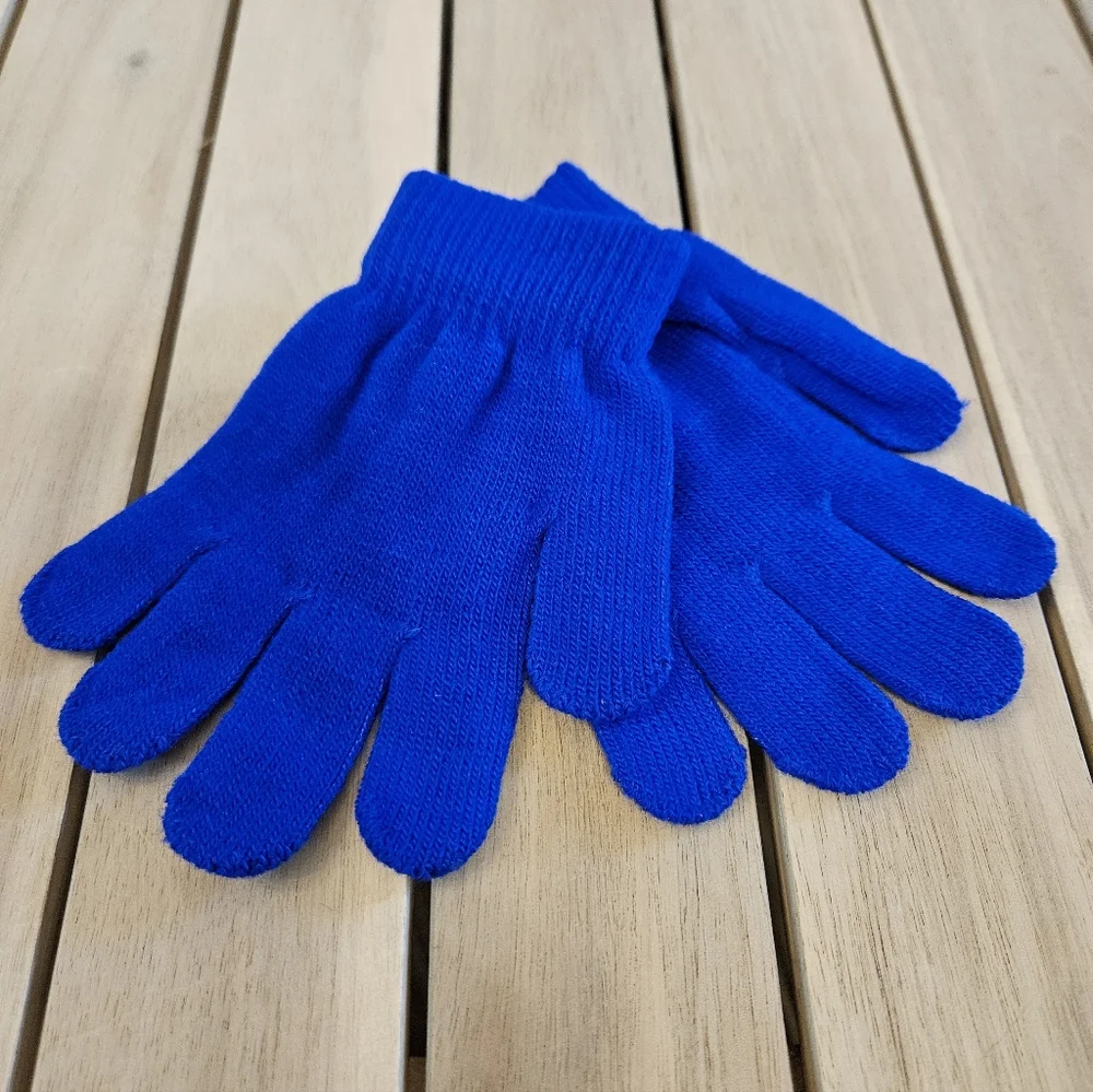 Children's blue knit gloves.One-size-fits-all. NWT
